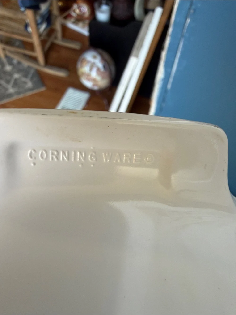Vintage CorningwareLa Marjolaine White Casserole with Vegetable Motif
